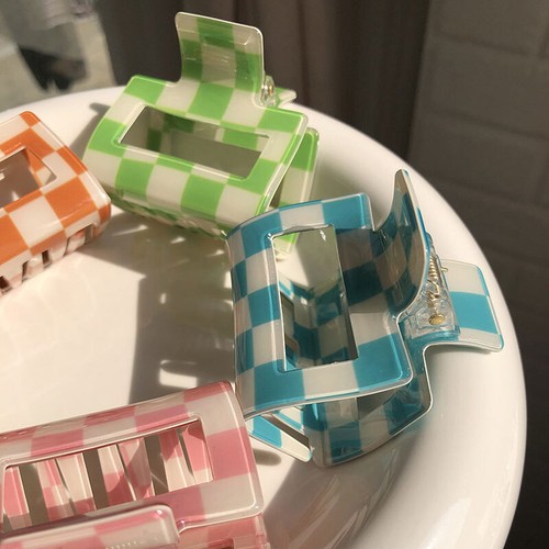 Acrylic Square Hair Claw Geometric Big Grab Clip Grid Hair Clip DIY 1PCS Sweet * - Bild 6 von 17