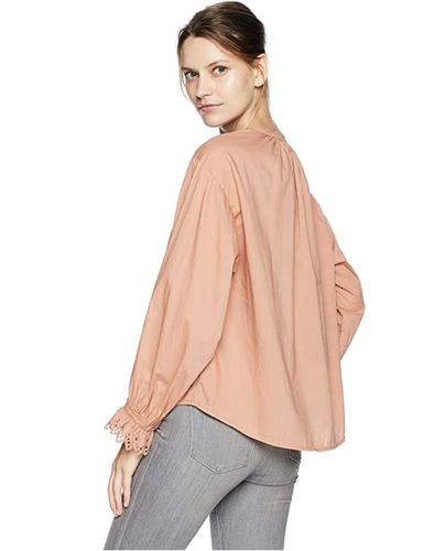 VELVET By G&S Carling L/S Cotton Poplin Ruffle Shirt Pucker S $158 B3 - Picture 2 of 2