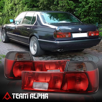 PAIR SMOKED HOUSING RED REAR BRAKE TAIL LIGHTS LH+RH FOR 88-94 BMW E32 7-SERIES PAIR SMOKED HOUSING RED REAR BRAKE TAIL LIGHTS LH+RH FOR 88-94 BMW E32 7-SERIES