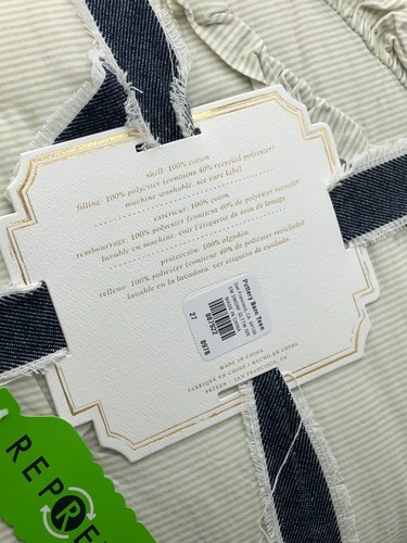 Pottery Barn Teen Emily & Meritt The Diamond Ruffle Ribbon Stripe Twin Quilt New - Picture 9 of 9