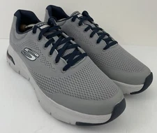 Skechers Mens Arch Fit Sneakers Air Cooled Gray Blue Knit Comfort Shoe Size 13