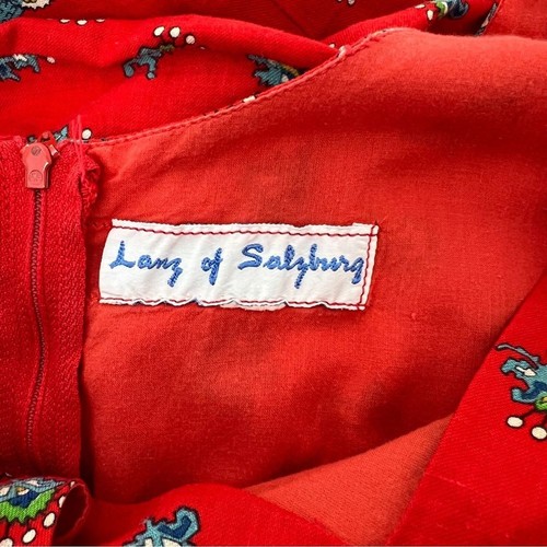 VESTIDO MAXI VINTAGE AÑOS 70 LANZ de Salzburgo hecho a mano boho algodón - Imagen 6 de 8