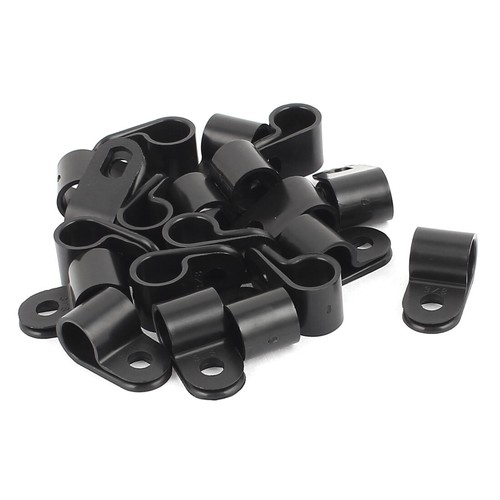20Pcs Schwarz Plastik R Typ Kabel Clip Klemme für 9mm Dmr. Draht Schlauch