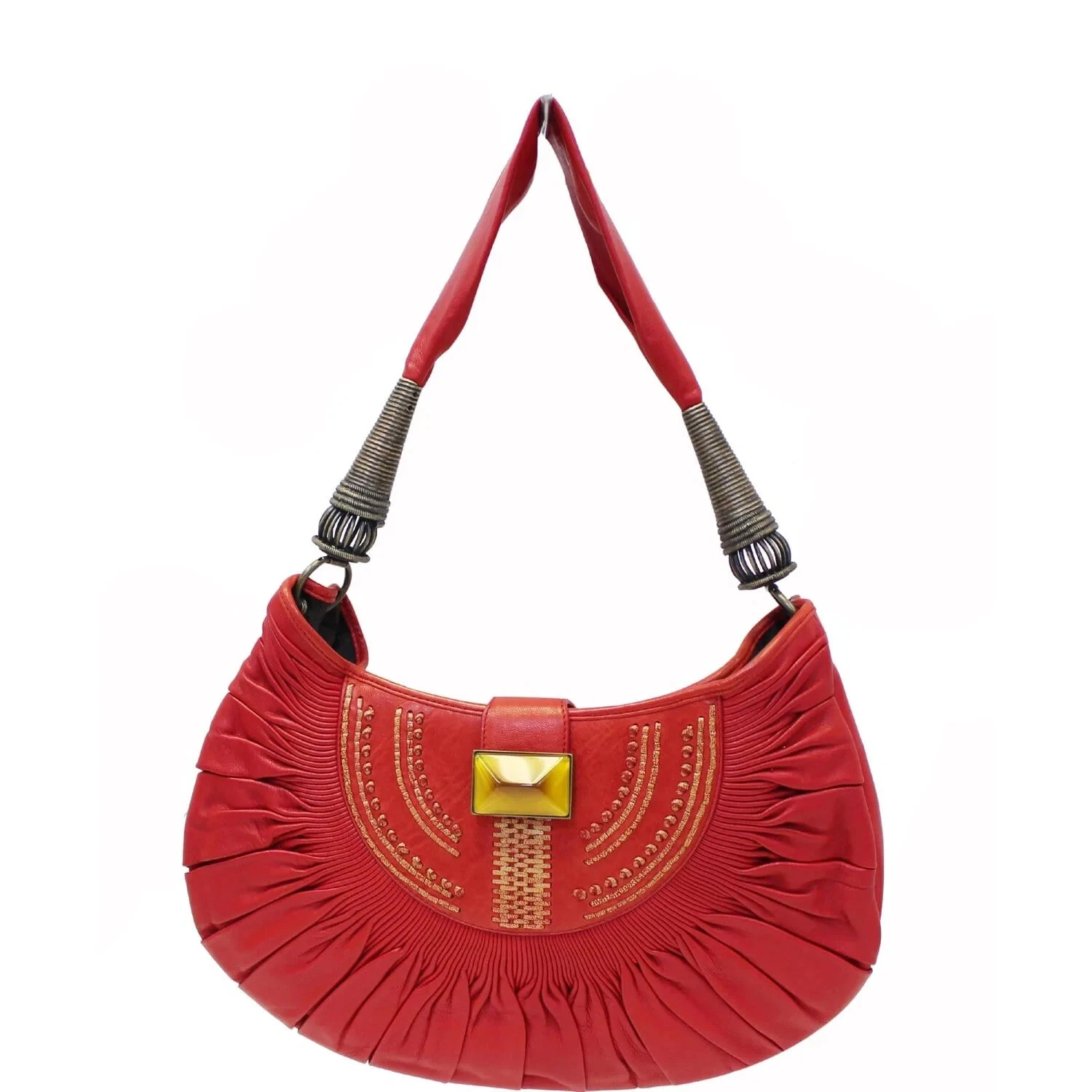 Sac à main bandoulière Christian Dior cuir plissé plissé rouge fabriqué en Italie