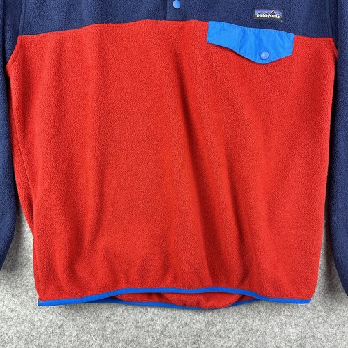 Patagonia Synchilla Snap T Fleece Pullover Mens L Navy Andes Blue Red Retro 2014 - Picture 4 of 12