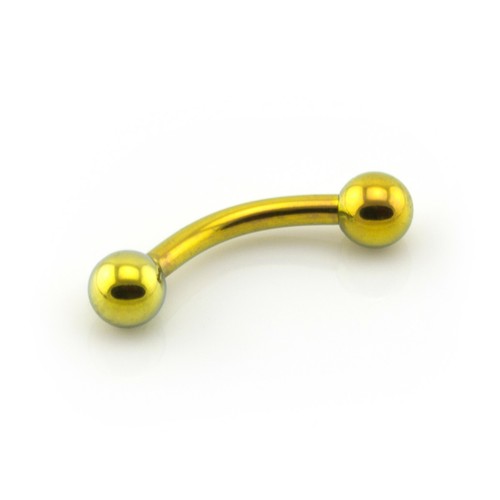 Banana Bar Internally Threaded Curved Barbell Eyebrow Navel GOLD TITANIUM - Picture 1 of 1