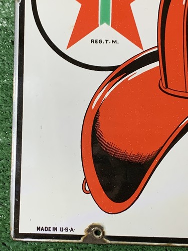 TEXACO FIRE-CHIEF Gasoline PORZELLANPUMPE TELLERSCHILD 12x18in” 1947 Original USA - Bild 10 von 16