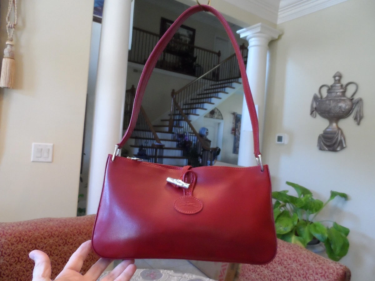 Longchamp Red Leather Medium SIze Shoulder Bag