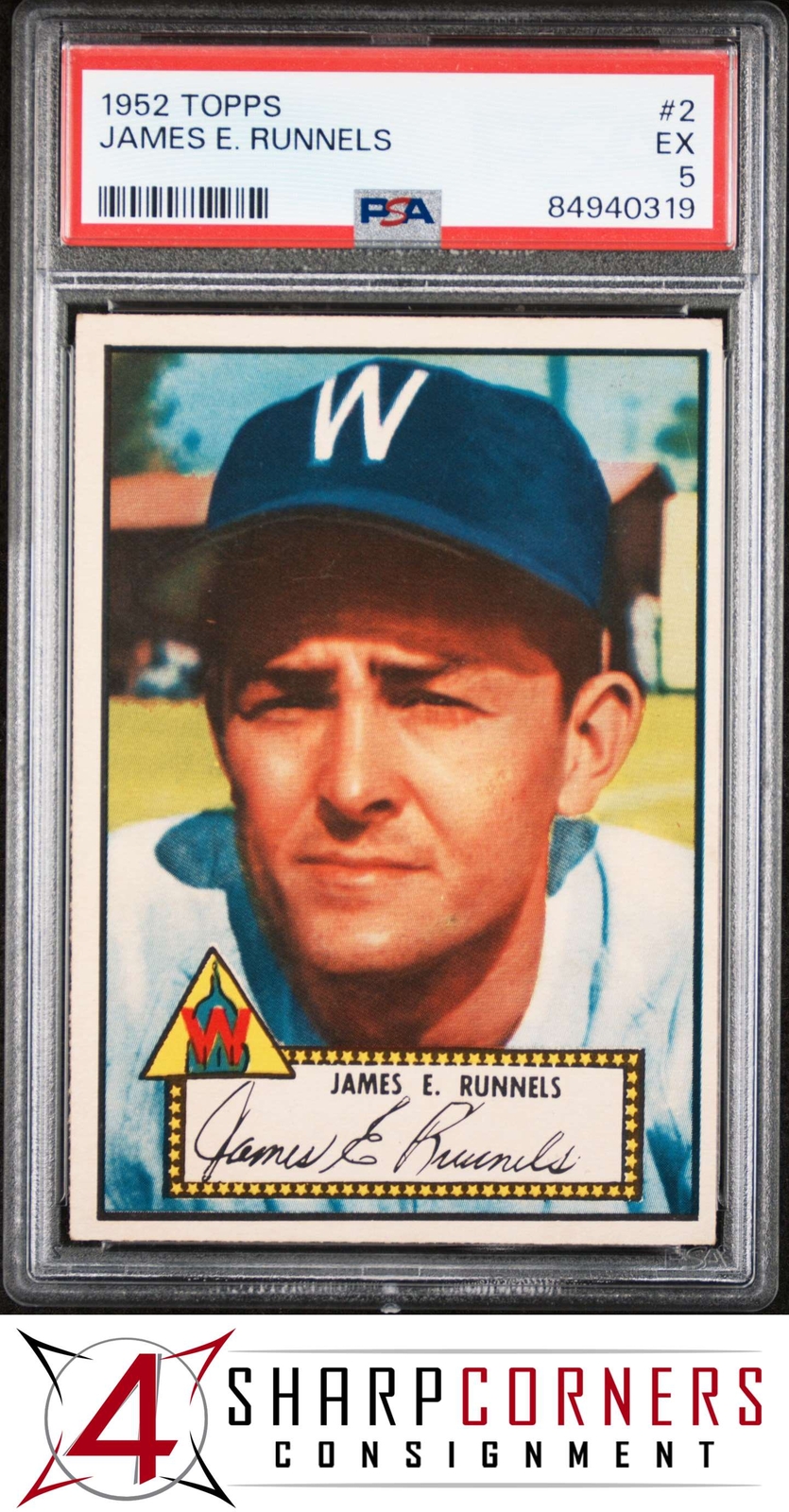 1952 TOPPS #2 JAMES E. RUNNELS RC SENATORS PSA 5