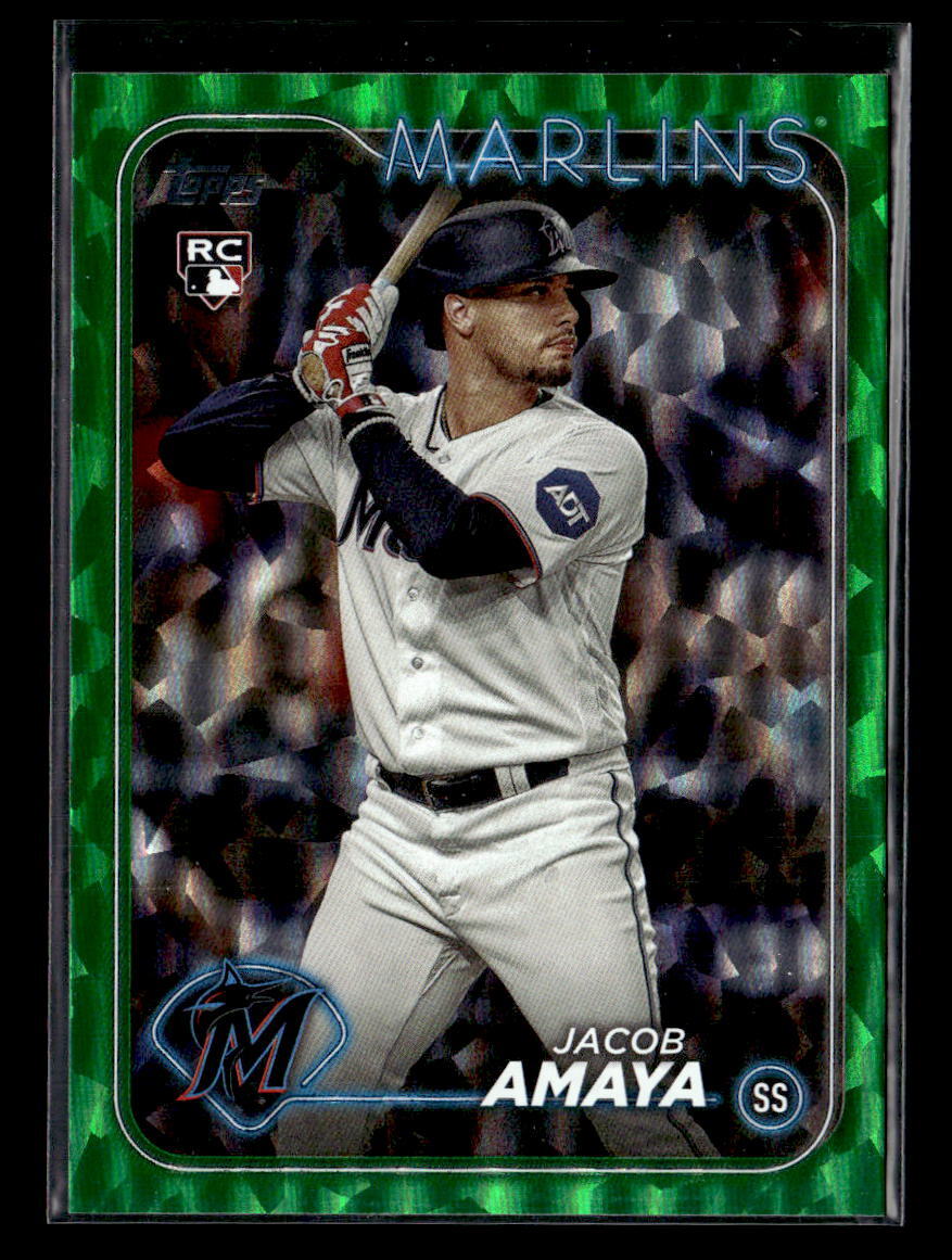 Jacob Amaya #'d /499 - 2024 Topps Green Crackle Foil SP #144 Marlins