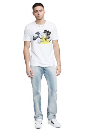 True Religion Men's Palm Buddha Surf Graphic Crewneck Tee T-Shirt in White - Picture 4 of 4