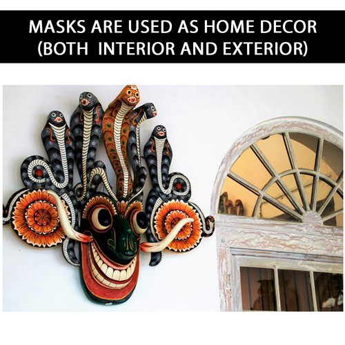 Handmade Wood Wall Hanging Sri Lankan Eagle Cobra Mask 8" (Stunning Home Decor) - Picture 7 of 8