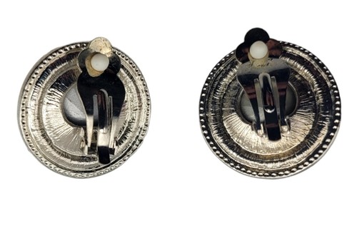 KIRKS FOLLY Clip Earrings PURPLE Rivoli Crystal Halo Aurora Borealis 1 1/4" READ - Picture 5 of 6