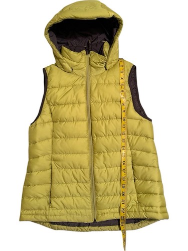 Tangerine Puffer Zip Vest Removable Hood Womens Large Yellow & Black Zip Pockets - Picture 7 of 23