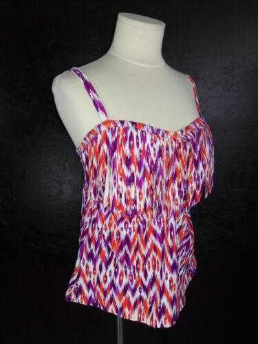 Collections by Catalina 2X 18-20W Tankini Swim Top Fringe Purple Orange Ikat NEW - Picture 4 of 12