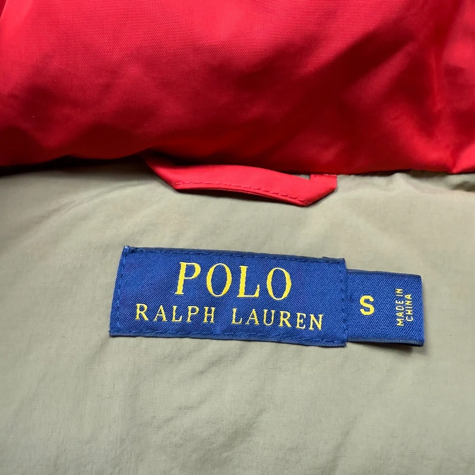 Polo Ralph Lauren Muestra Chaleco Para Hombre Talla Pequeña Con Capucha Abombado Rojo Foto 4 de 4