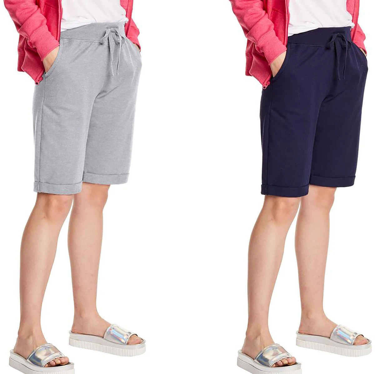 Hanes Women s French Terry Bermuda Pocket Shorts