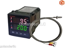 Dual Display Digital PID F/C Temperature Controller with K Thermocouple,1/16 DIN