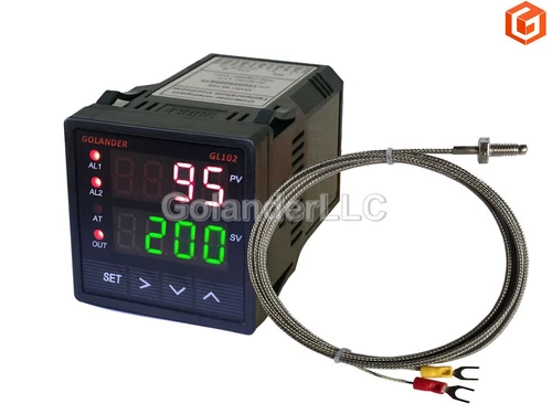 Dual Display Digital PID F/C Temperature Controller with K Thermocouple,1/16 DIN