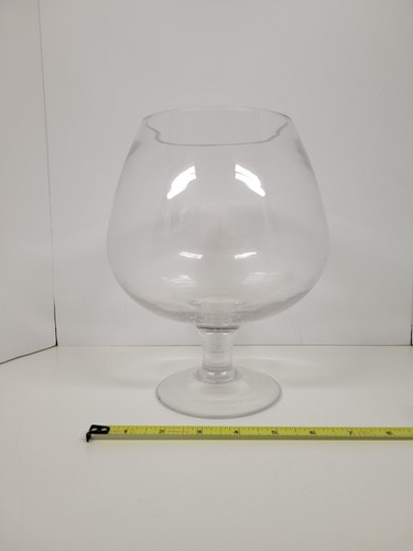 Clear Glass Fish Bowl Short Stem Footed Flower Vase 8-3/4" Tall - Picture 2 of 8