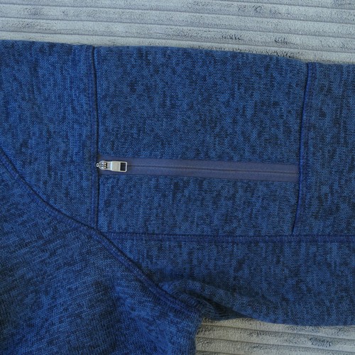 Lands End Blue Knit XL Pullover Heathered Mens Sweater Fleece 1/4 Zip Outdoor - Picture 7 of 10