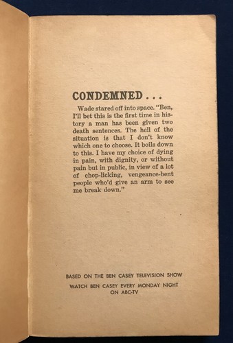 TV-Bindung pb BEN CASEY: A RAGE FOR JUSTICE (Lancer 1st, 1962) Norman Daniels - Bild 4 von 5