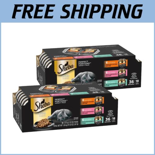 36 Servings of Delicious Wet Cat Food Cuts in Gravy - Chicken, Salmon & Tuna Mix