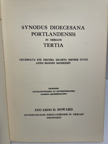 Synodus Dioecesana Portlandensis Oregon Tertia; W/ INSERTS; CATHOLIC SYNODS 1935 - Picture 8 of 20