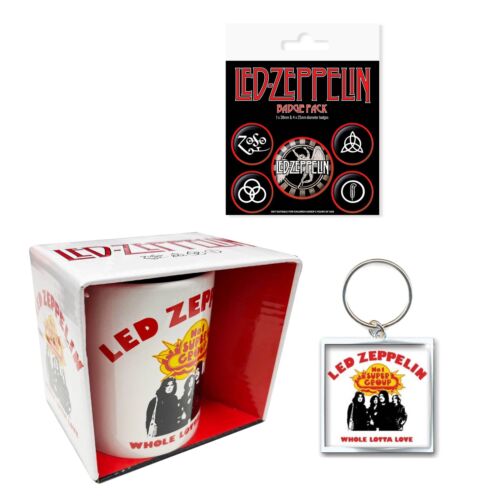 Led Zeppelin Gift Set - Mug, 5 x Button Badges, Keychain - Zdjęcie 1 z 4