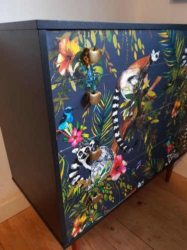 SOLD Message Commission Midcentury Vintage Chest of Drawers.Upcycled Painted - Picture 8 of 11