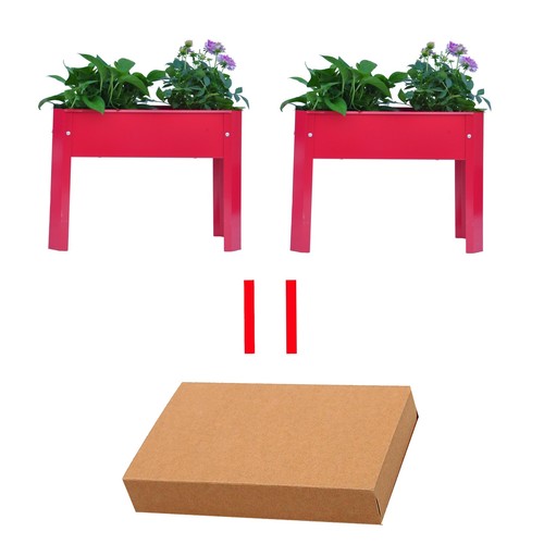 2 Pcs Elevated Garden Bed.metal Elevated Outdoor Flowerpot Box