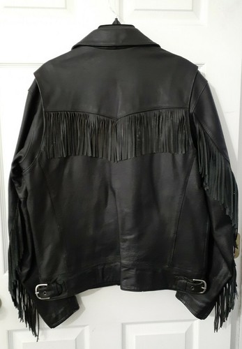 Harley Davidson strapazierfähige Fransenleder Motorradjacke Größe M - Bild 4 von 12