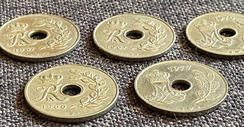 (5) Denmark 1966, 1967, 1977 '25 ORE' Copper Nickel WORLD Coin - 第 3/5 張圖片