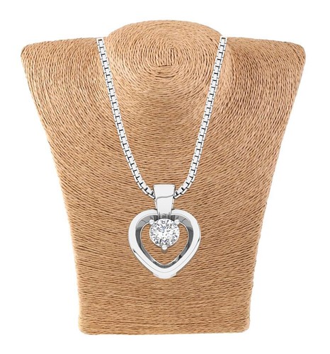 I1 G 0.25Carat Round Diamond 14K Gold Solitaire Heart Pendant Necklace 18" chain - Picture 7 of 9
