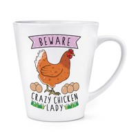 Beware VerrüCkte Huhn Damen 341Ml Latte Becher Tasse - Lustig Tier Haustier