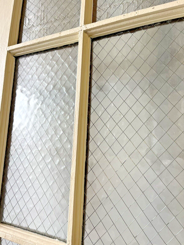 1900s Antique ENTRY DOOR Original CRAFTSMAN Style Textured Wire Glass Fir ORNATE - Picture 5 of 10