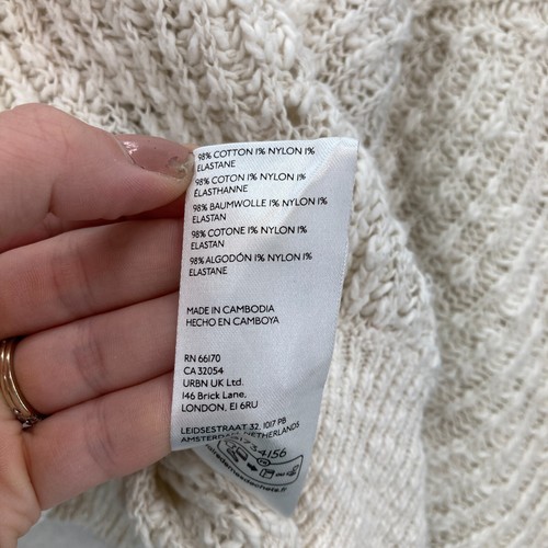 Anthropologie Cream Knit Sweater XXS Textured Balloon Sleeve Cropped Boho Y2K - Picture 6 of 12