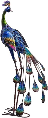 Metal Peacock Sculpture Garden Decor Art Statue Porch Pond Patio Lawn Home Yard - Picture 6 of 7