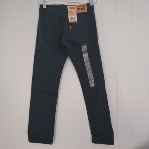 Size 12 Reg 26x26 Levi's 513 Slim Straight Corduroys Green Pine Skinny Pants NEW - Picture 2 of 3