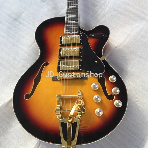 Archtop ES-5 Switchmaster Electric Guitar Sunburst Jazz Hollow Body 3H Pickup