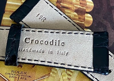 ROLEX 18k Solid Gold 16mm Logo Buckle 19mm CROCODILE colored