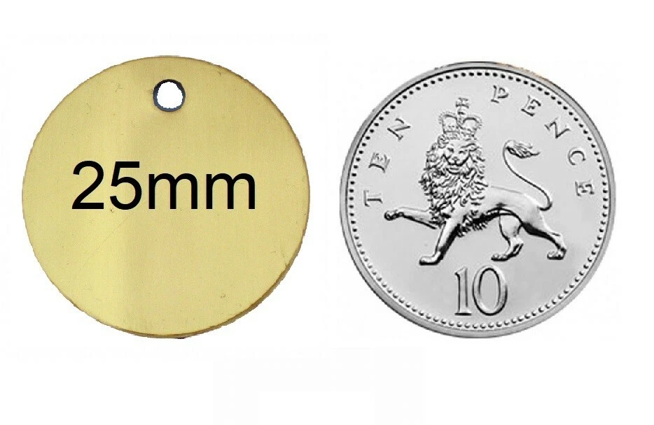 ENGRAVED PET TAGS - Personalised id dog cat tag Brass name small large identity - Image 3 of 4