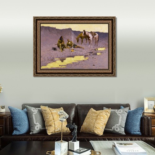 Framed Canvas Giclee Print A New Year on the Cimarron by Frederic Remington - Picture 5 of 16