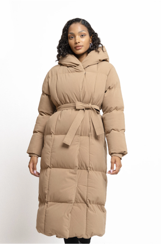 Women Water Resistant Oversized Faux Down Padded Hood Maxi Duvet Puffer Coat - Picture 2 of 21