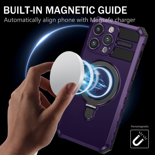 For iPhone 16 15 14 13 12 Pro Max Magnetic MagSafe Shockproof Ring Stand Case - 第 77/91 張圖片
