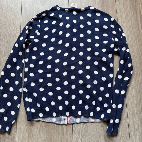 Crewcuts J Crew Blue and white/ coral Polka dot Cardigan Sweater Girls - Picture 4 of 4