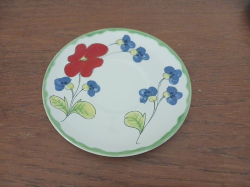 Vtg Mancioli 6 Red Poppy Seed Flower Porcelain Saucer/Plates Italy 6.5" RARE - Picture 2 of 3
