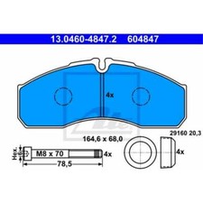 ATE Bremsbeläge 13.0460-4847.2 Bremsklötze für IVECO Daily III