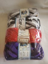 Lot of 4 Skeins of Ice Flamenco Yarns Multi Color 2 Black Grey 1 Purple 1 Red