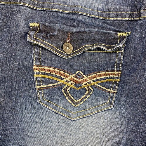 Cato Dark Wash Denim Stretch Shorts Womens 20w Plus Embroidered Flap Pockets - Picture 8 of 12
